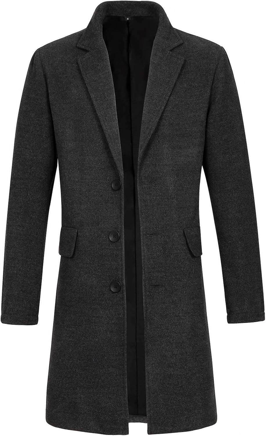 Lisskolo Men's Classic Wool Trench Overcoat - Single Breasted Mid Long Wool Blend Top Pea Coat/ Jacket - Premium Jacket from Concordia Style Boutique - Just $47.28! Shop now at Concordia Style Boutique