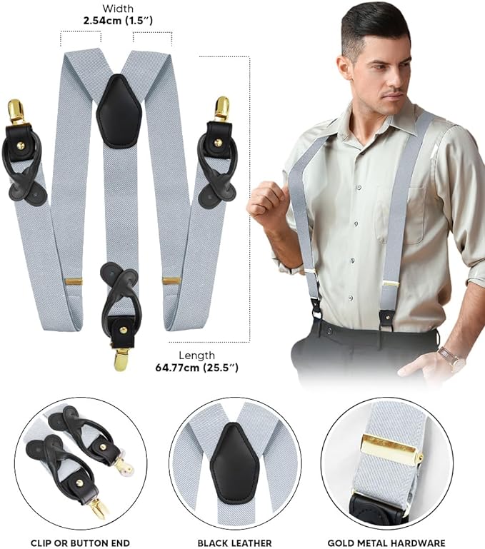 Vittorio Farina Men's Convertible Suspender in Gift Box: 70% Polyester & 30% Elastomer - Concordia Style Boutique