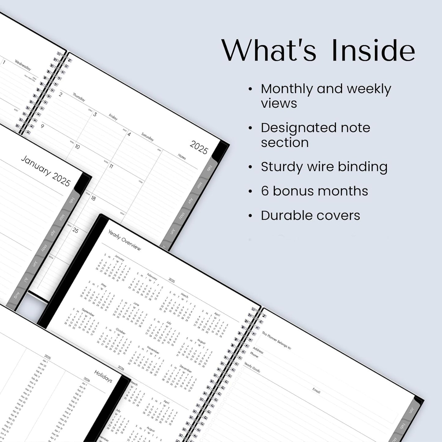 Blue Sky 2025 Weekly and Monthly Planner Calendar, January - December, 8.5" x 11", Flexible Cover, Laminated Tabs, Wirebound, Storage Pocket, Enterprise - Premium Planners from Concordia Style Boutique - Just $17.93! Shop now at Concordia Style Boutique