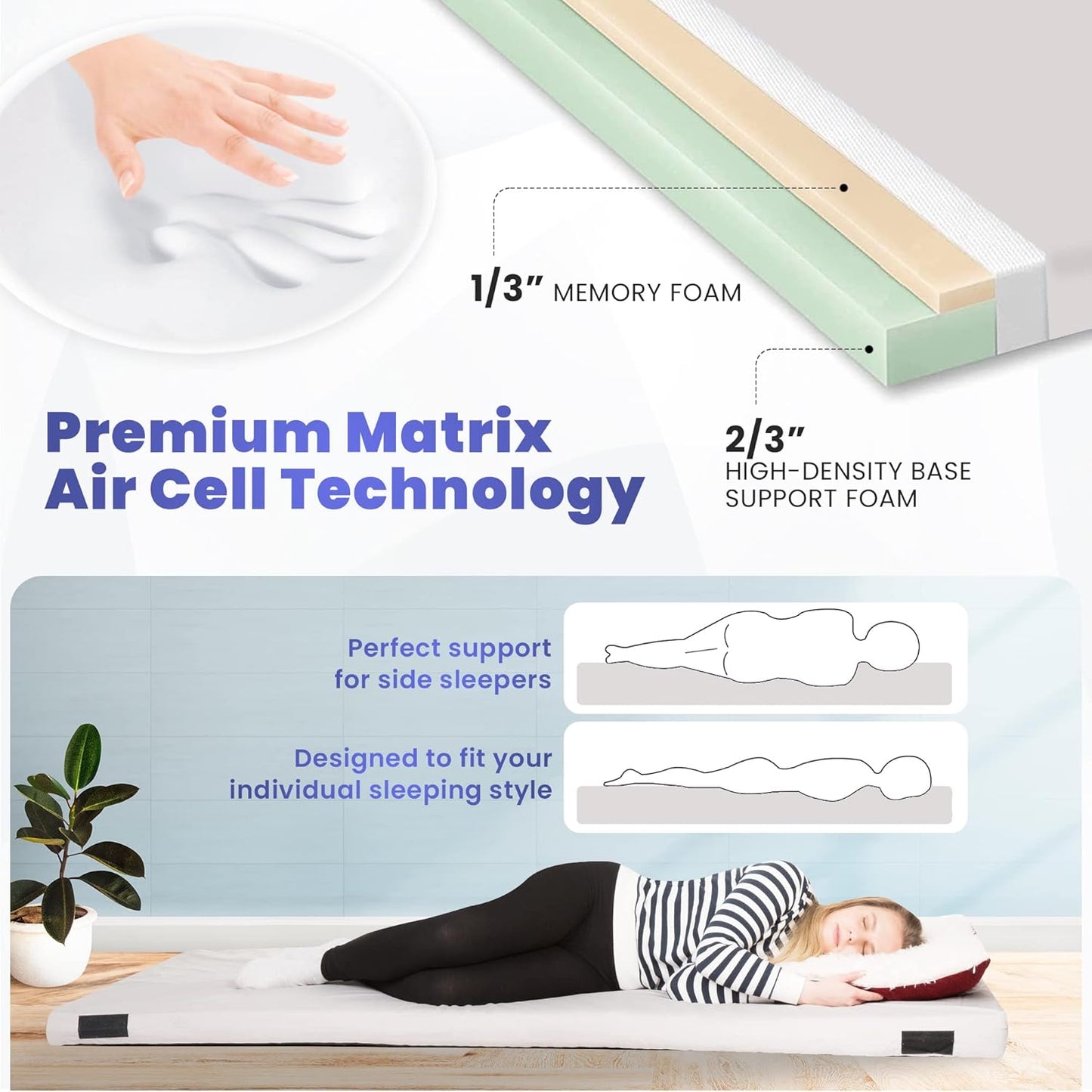 Home Bed Comfort with the Matrix Air-Cell Memory Foam Camping Mattress