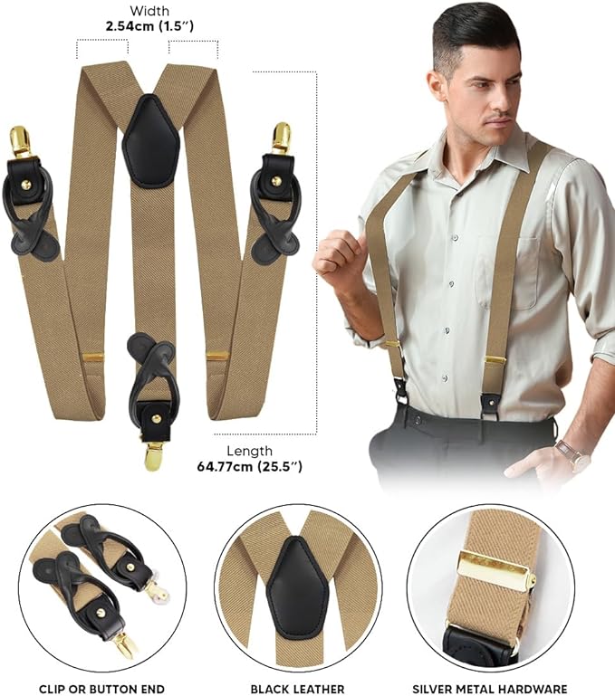 Vittorio Farina Men's Convertible Suspender in Gift Box: 70% Polyester & 30% Elastomer - Concordia Style Boutique