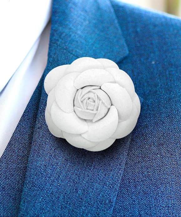 Vittorio Vico Unisex Leather Flower Lapel Pin