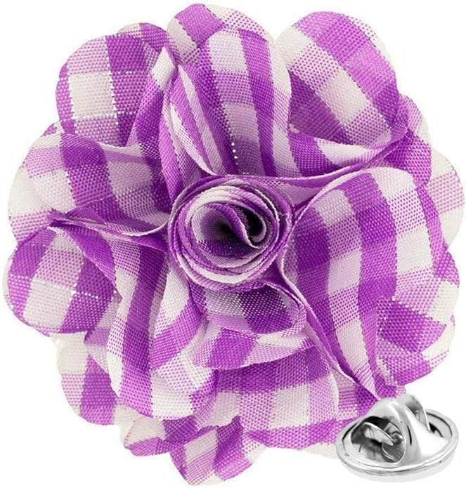 Vittorio Vico Unisex Metallic Silver Accent Plaid Flower Lapel Pin - Concordia Style Boutique