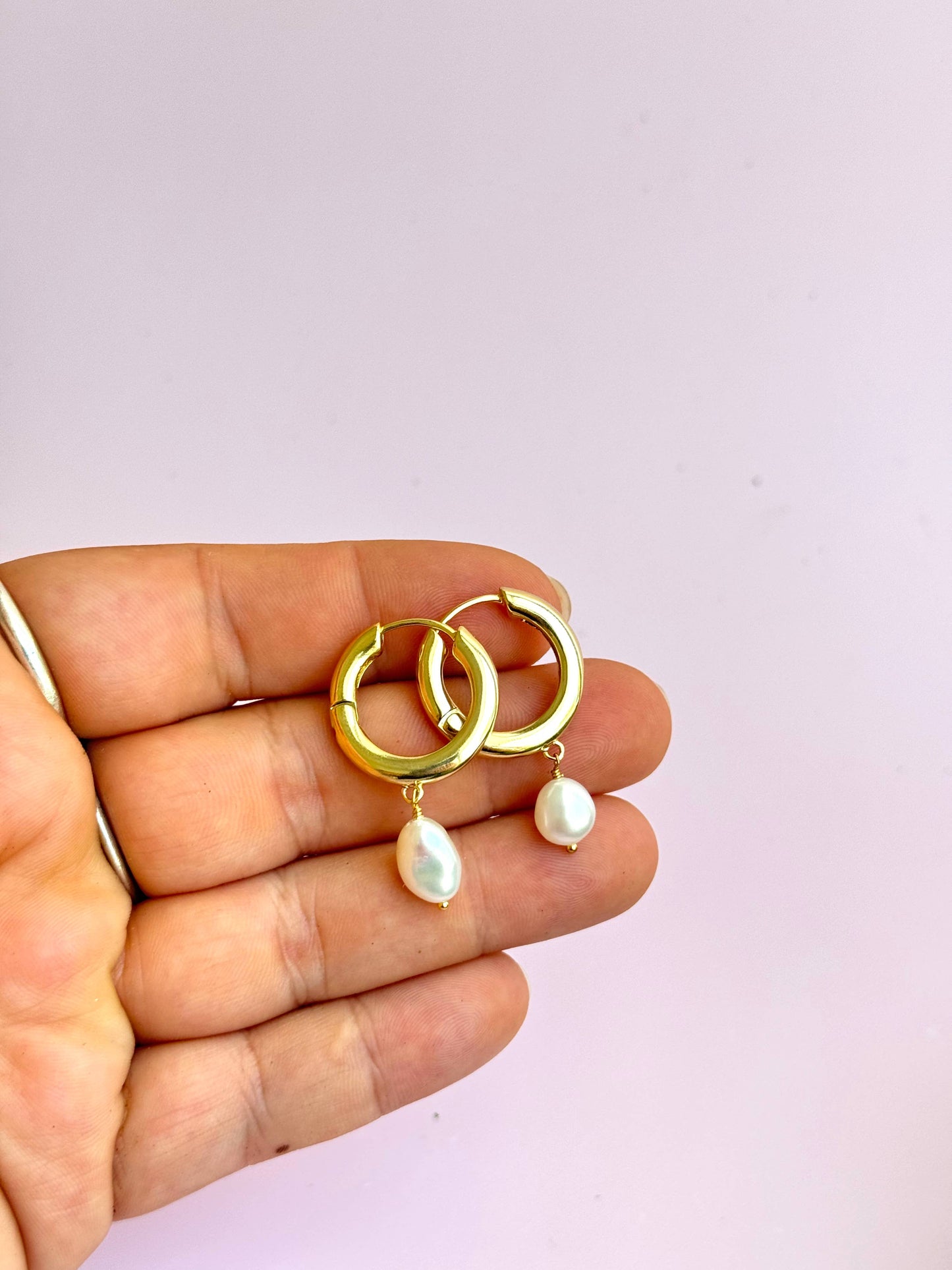Chunky Pearl Hoops - Concordia Style Boutique