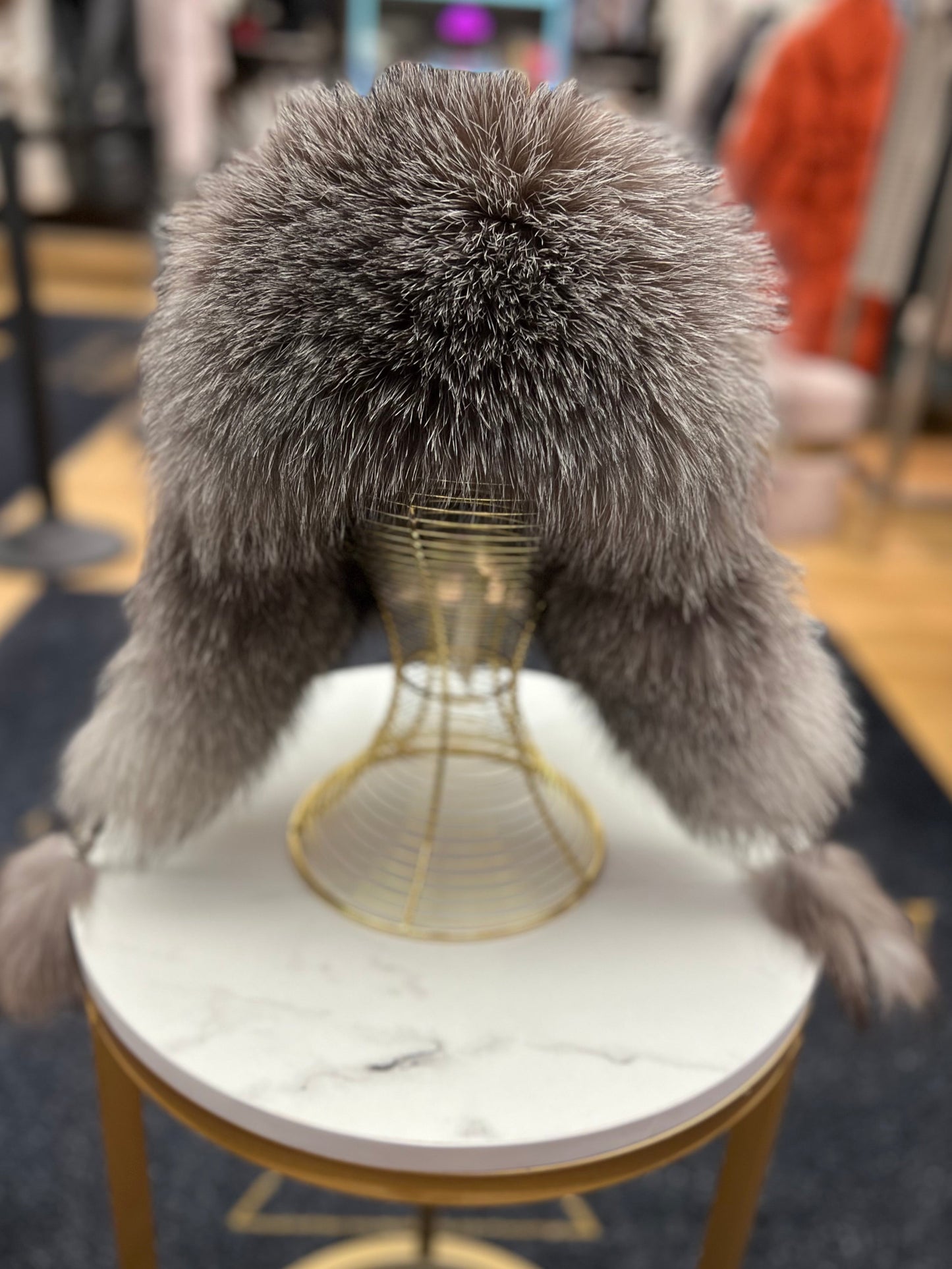 Genuine Silver Fox Fur Genuine Leather Hat