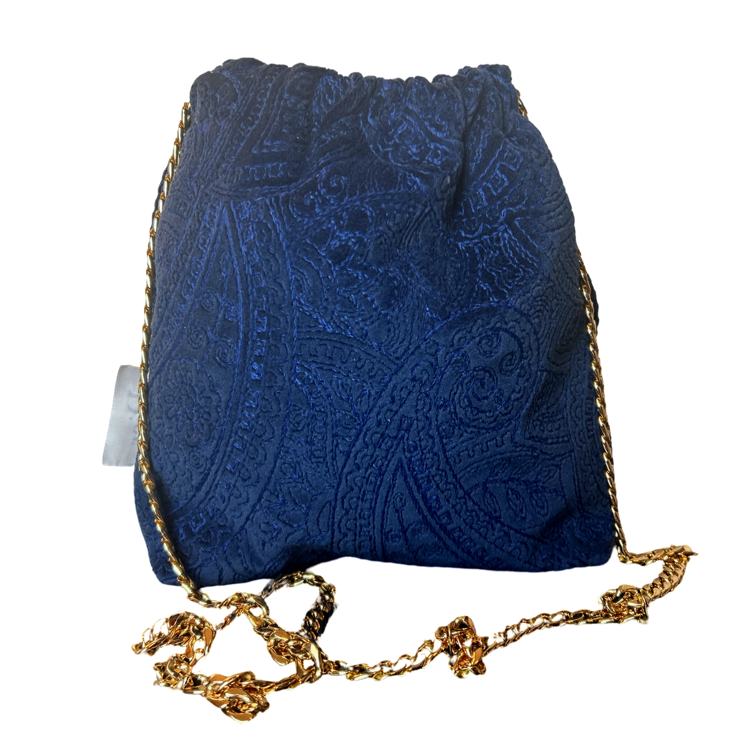 Trotter Blue Vintage Scarf Drawstring Crossbody Bag