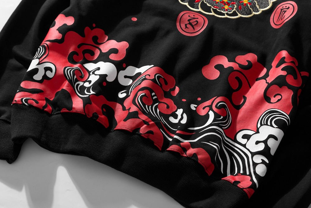 KH9060 Red Demon Embroidery Hoodie - Concordia Style Boutique
