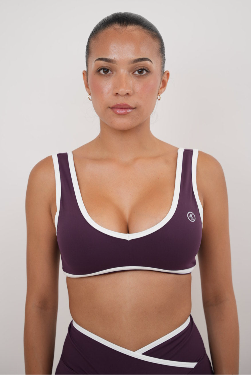 I Am Right Where I Need to Be Plum Butter Sports Bra