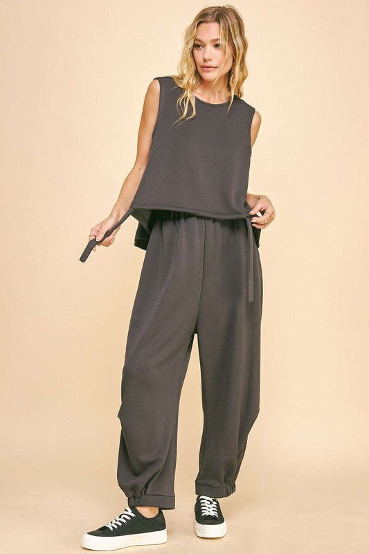 Davi & Dani Drawstring Hem Round Neck Tank and Pants Set - Premium Pants Set from Concordia Style Boutique - Just $75.74! Shop now at Concordia Style Boutique