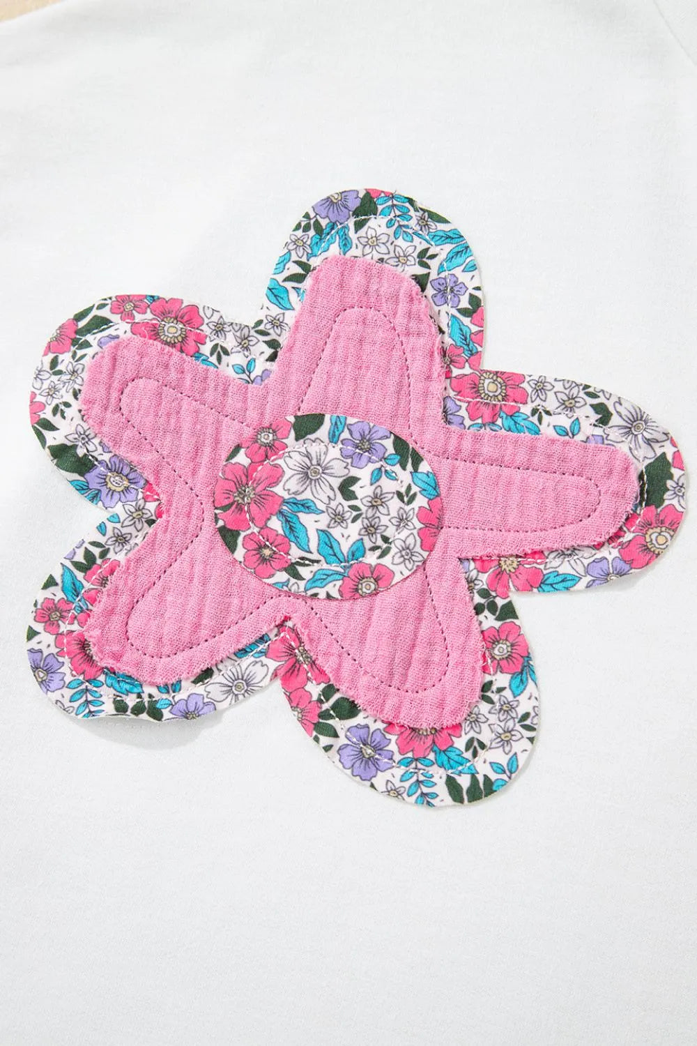 Floral Applique Notched Dolman Sleeve Top - Concordia Style Boutique