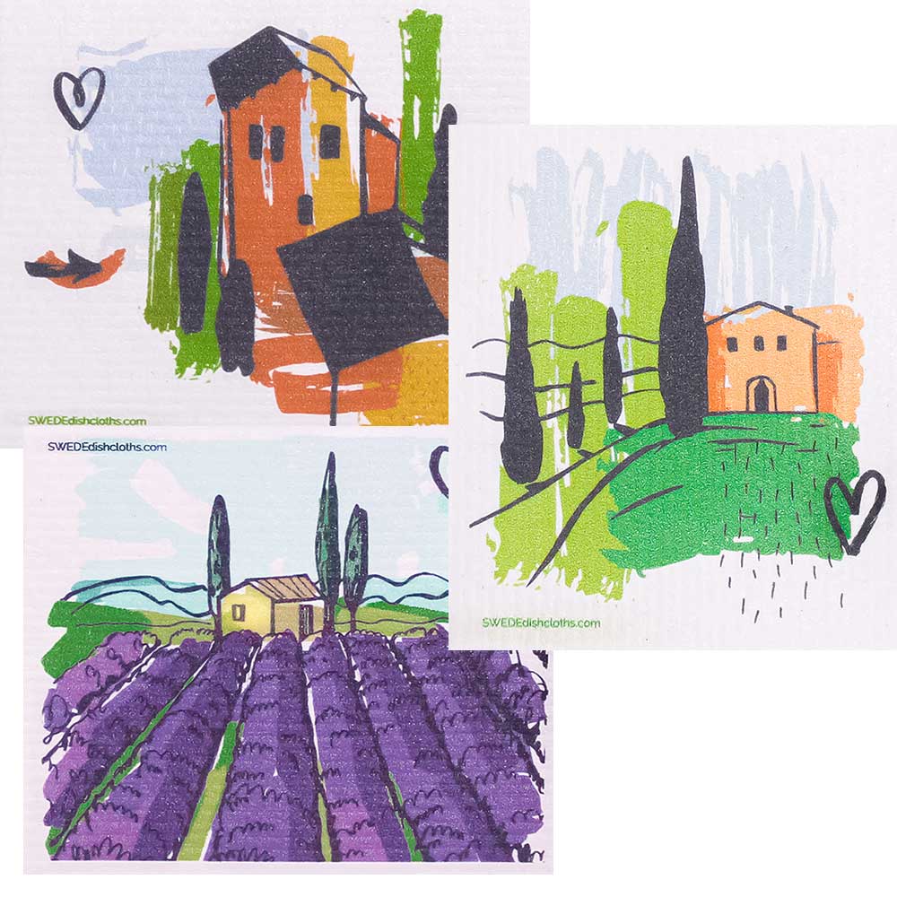 Mixed Tuscany Set of 3 cloths (One of each design) Swedish Dishcloths ECO Absorbent Cleaning Cloth - Concordia Style Boutique
