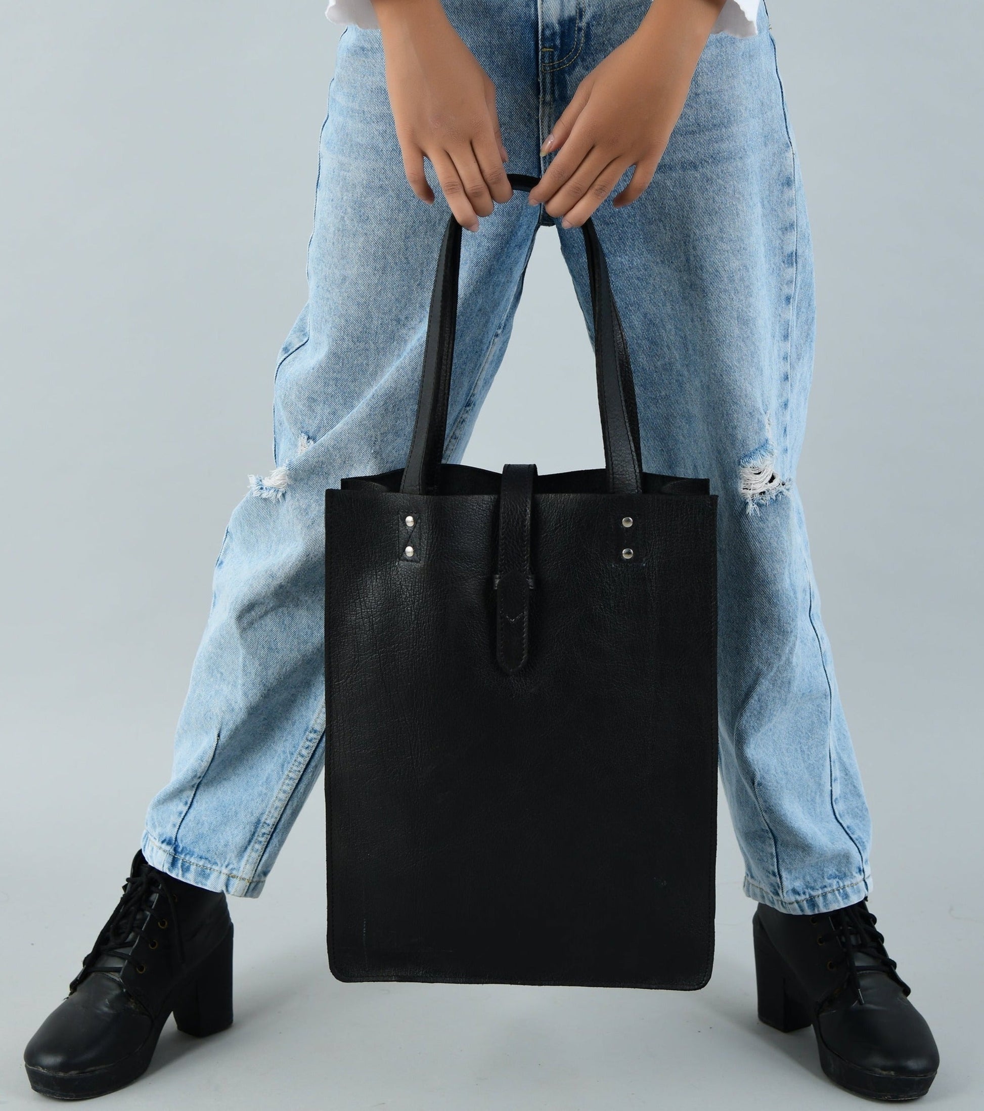 Ebony Elegance Leather Tote - Concordia Style Boutique