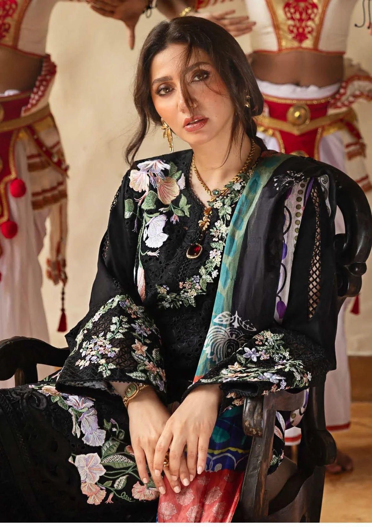 Mushq - Dazzling Glimmer-03 Piece Chikan Embroidered Lawn