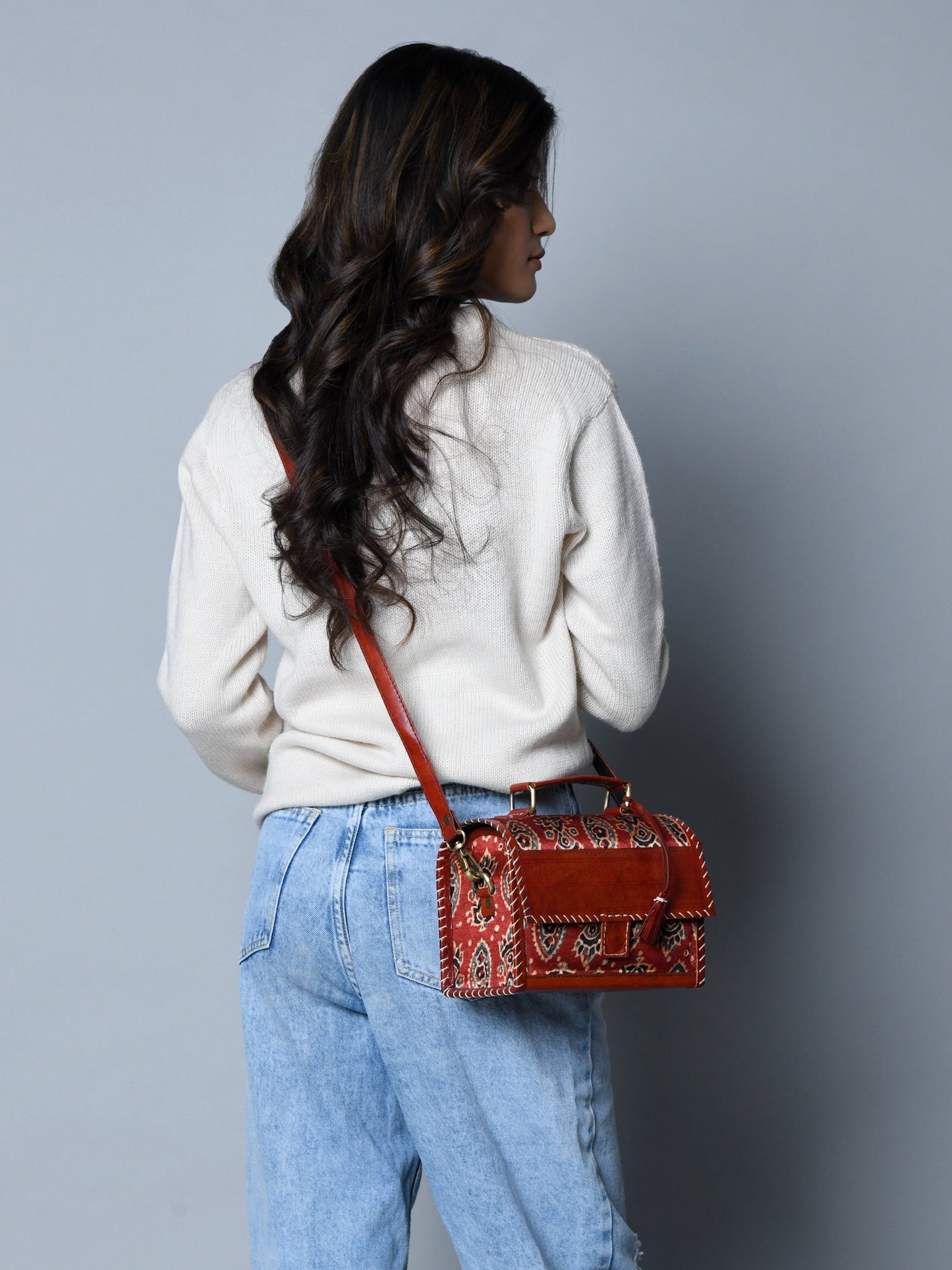 Maroon Mystique Ajrakh Satchel Purse - Concordia Style Boutique