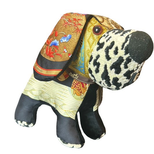 Couvee d'Hermes Vintage Silk Scarf Patchwork Puppy