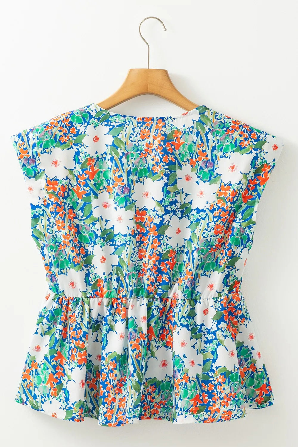 Floral Print Bow Applique Slit Sleeveless Peplum Blouse - Concordia Style Boutique