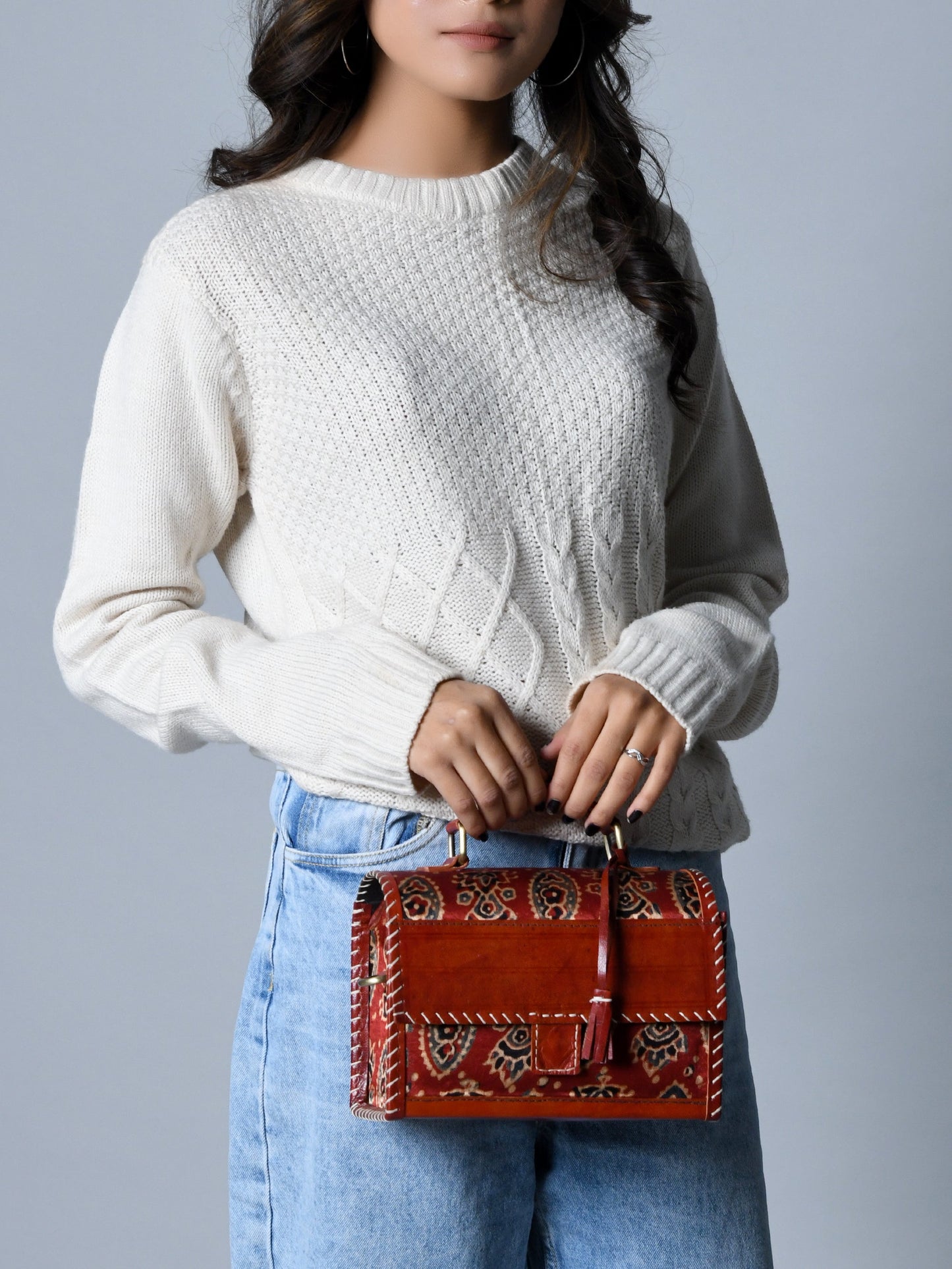 Maroon Mystique Ajrakh Satchel Purse - Concordia Style Boutique