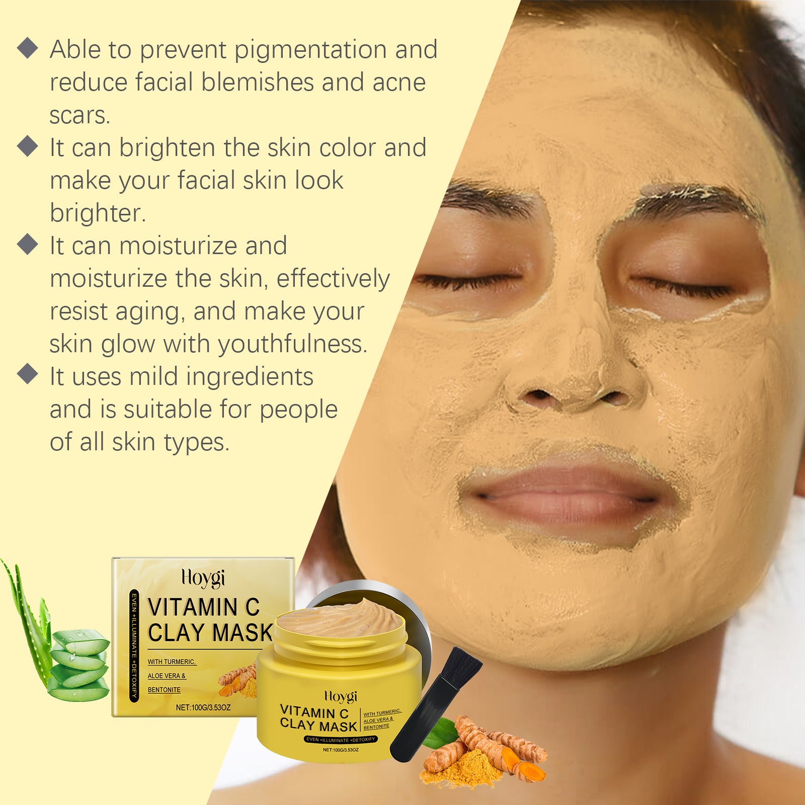Hoygi Vitamin C Turmeric Mud Mask -  Deep Cleansing - Radiance Moisturizing Mask - Premium Turmeric Mud Mask from Concordia Style Boutique - Just $16.96! Shop now at Concordia Style Boutique