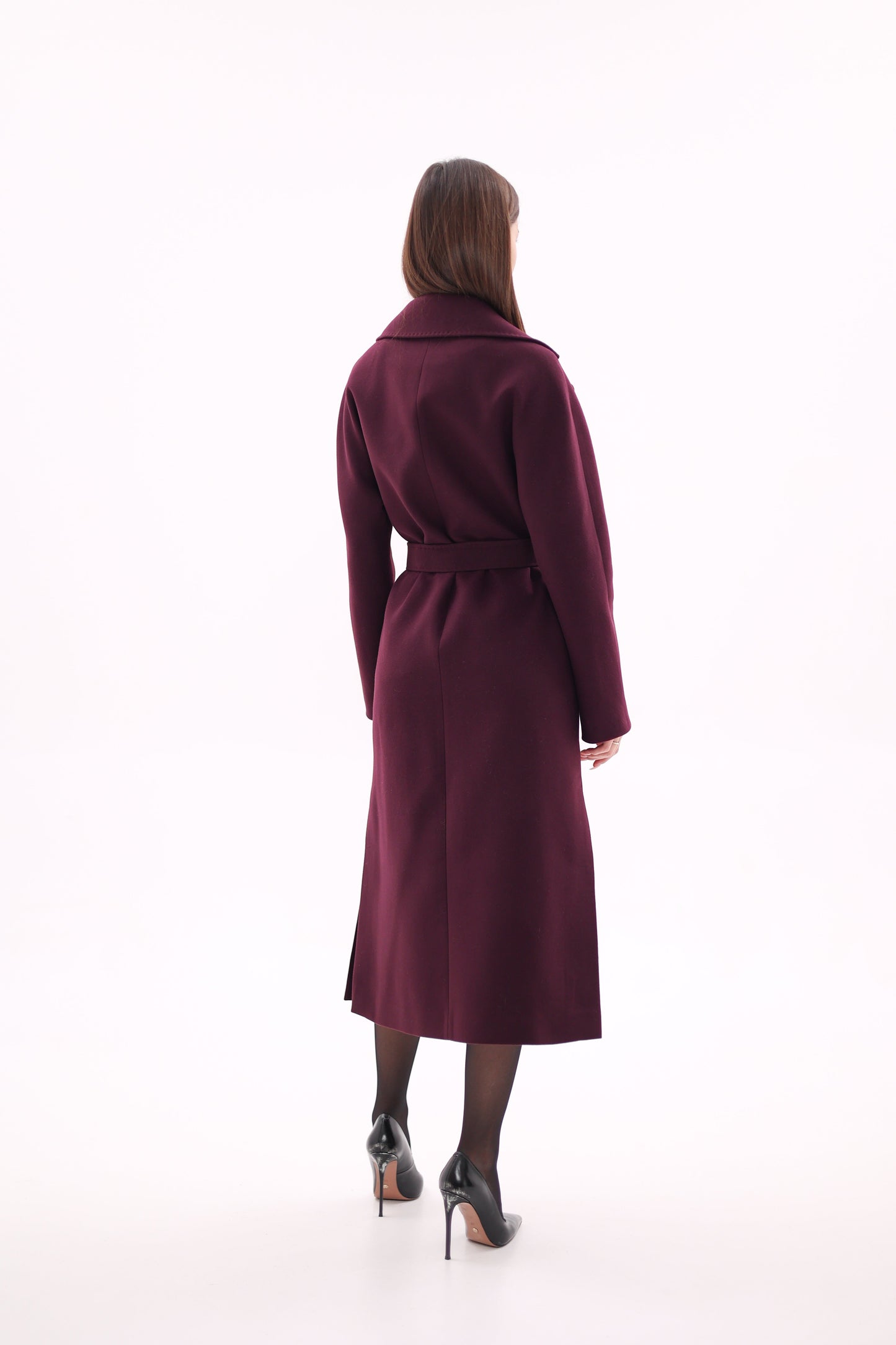 Cambridge Comfort Wraparound Wool Cashmere Coat in Royal Burgundy