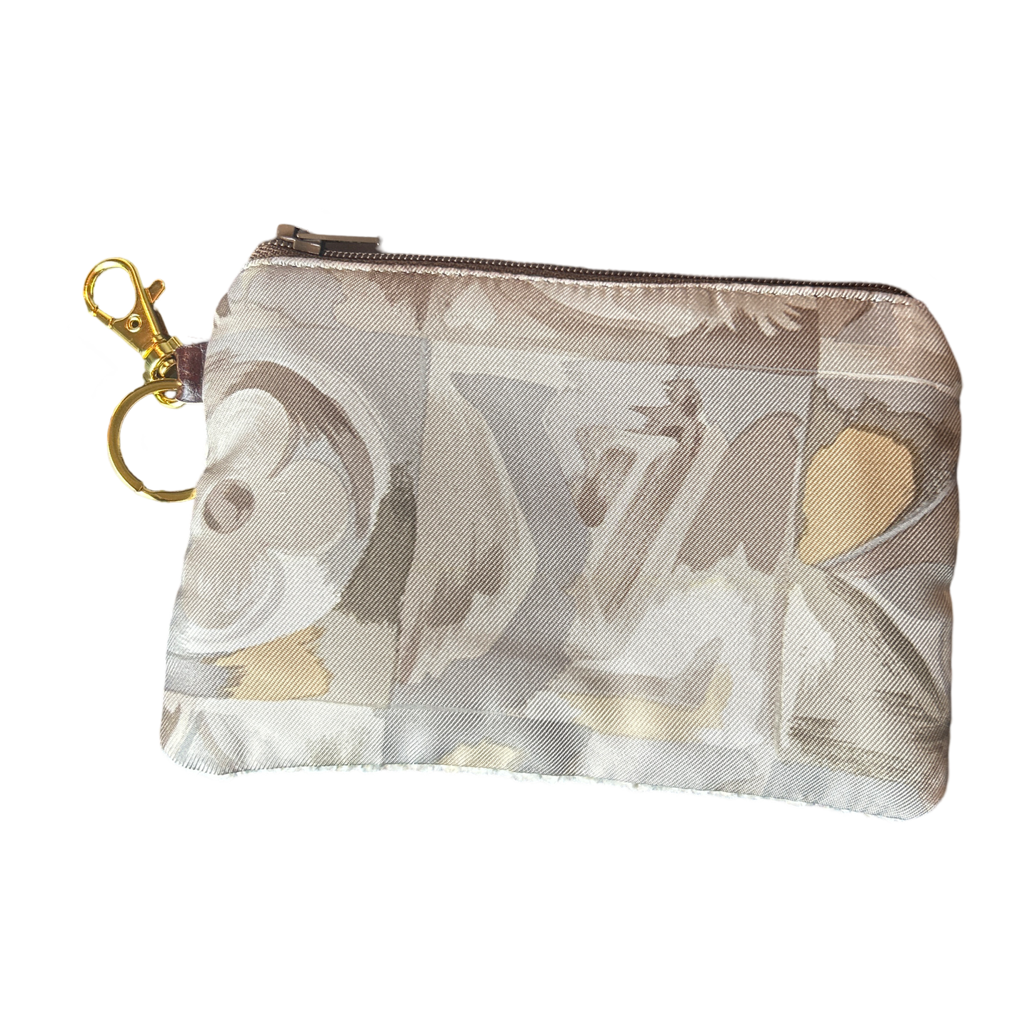 Au Fils du Temps Logo Vintage Silk Scarf Coffee Run Keychain Bag
