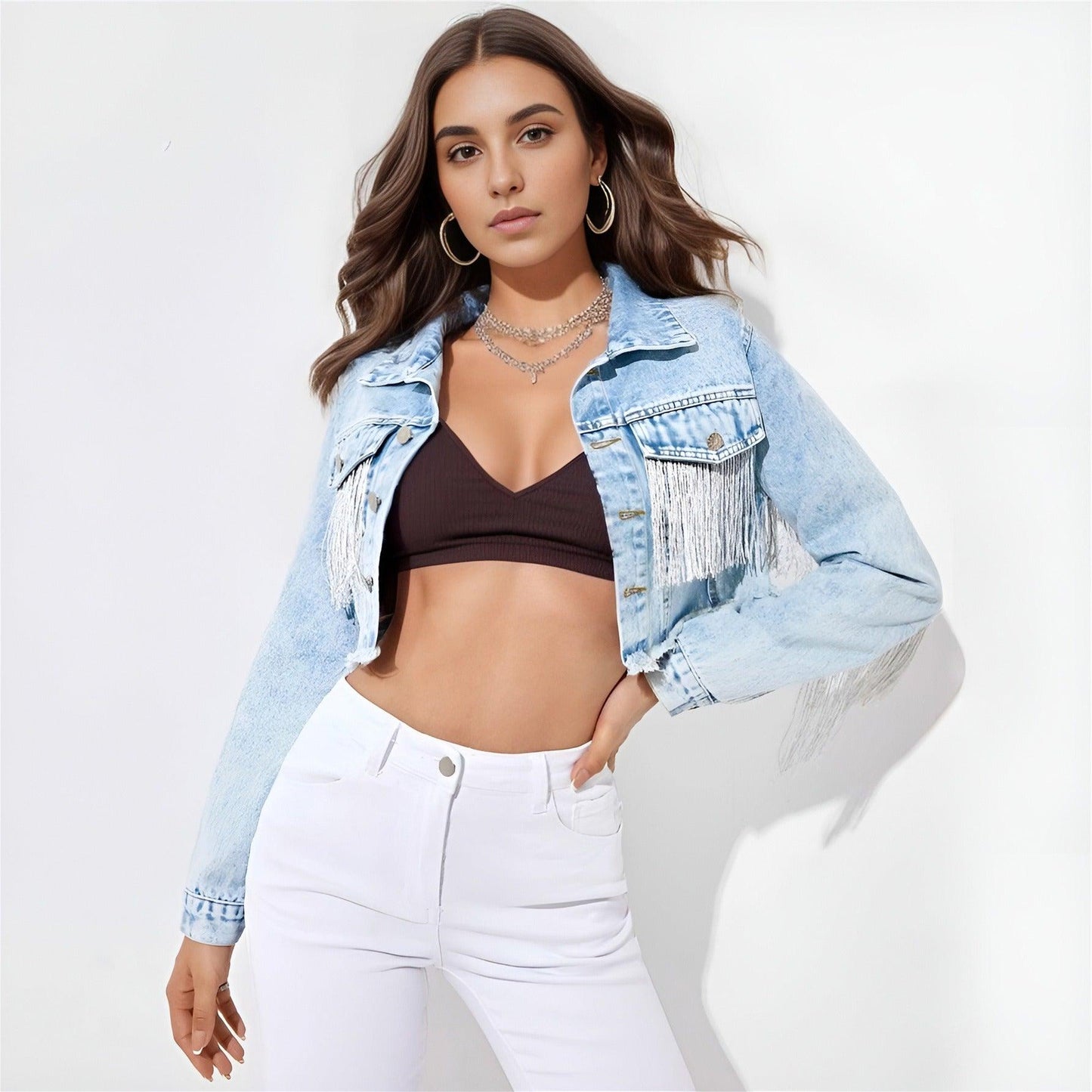 Fringe Rider Short Denim Jacket