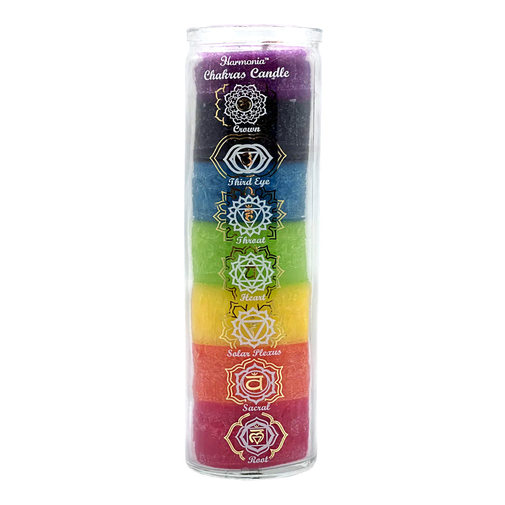 7 Day Chakra Glass Prayer Candle - Concordia Style Boutique