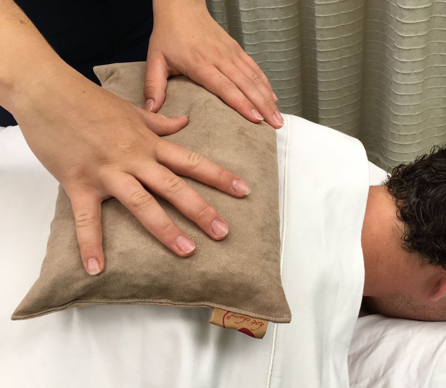 Large Rectangle Cherry Stone Pillow in Tan Ultra-Suede