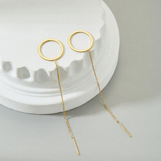 CIRCLE DANGLE THREADER EARRINGS (PAIR) - Concordia Style Boutique