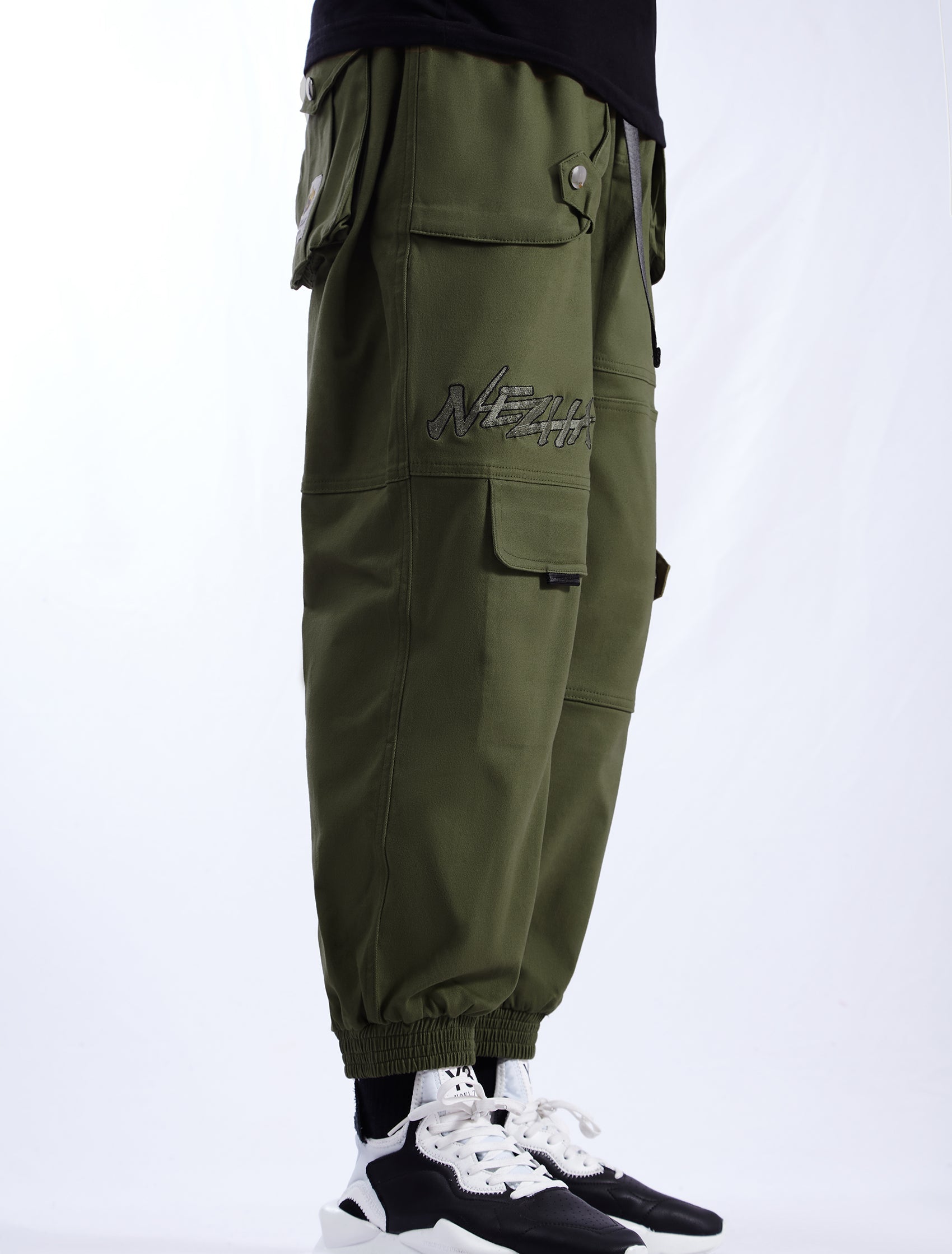 IBP332 Yin Yang Army Green Cargo Pants - Concordia Style Boutique