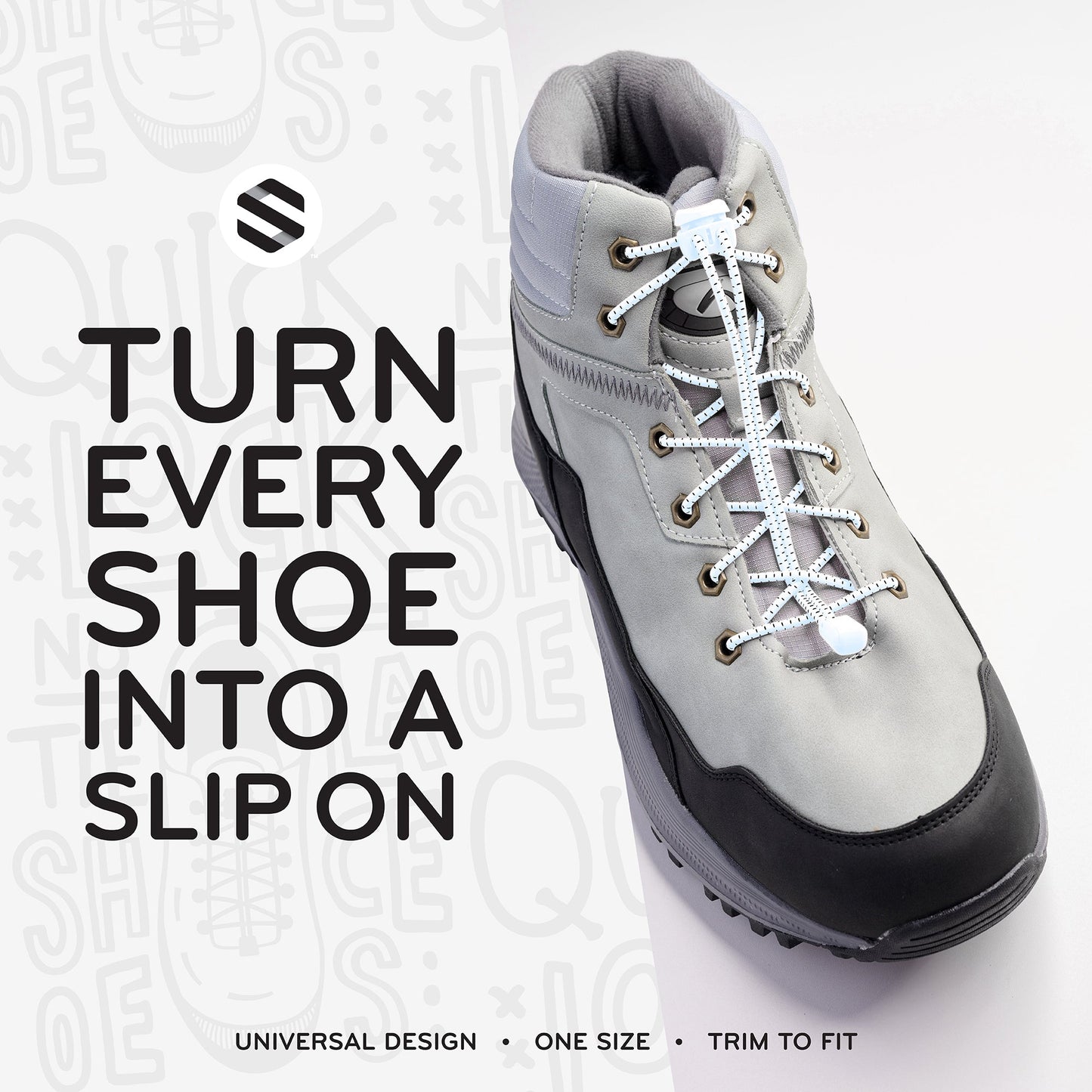 White Quick Lock No Tie Elastic Shoelaces