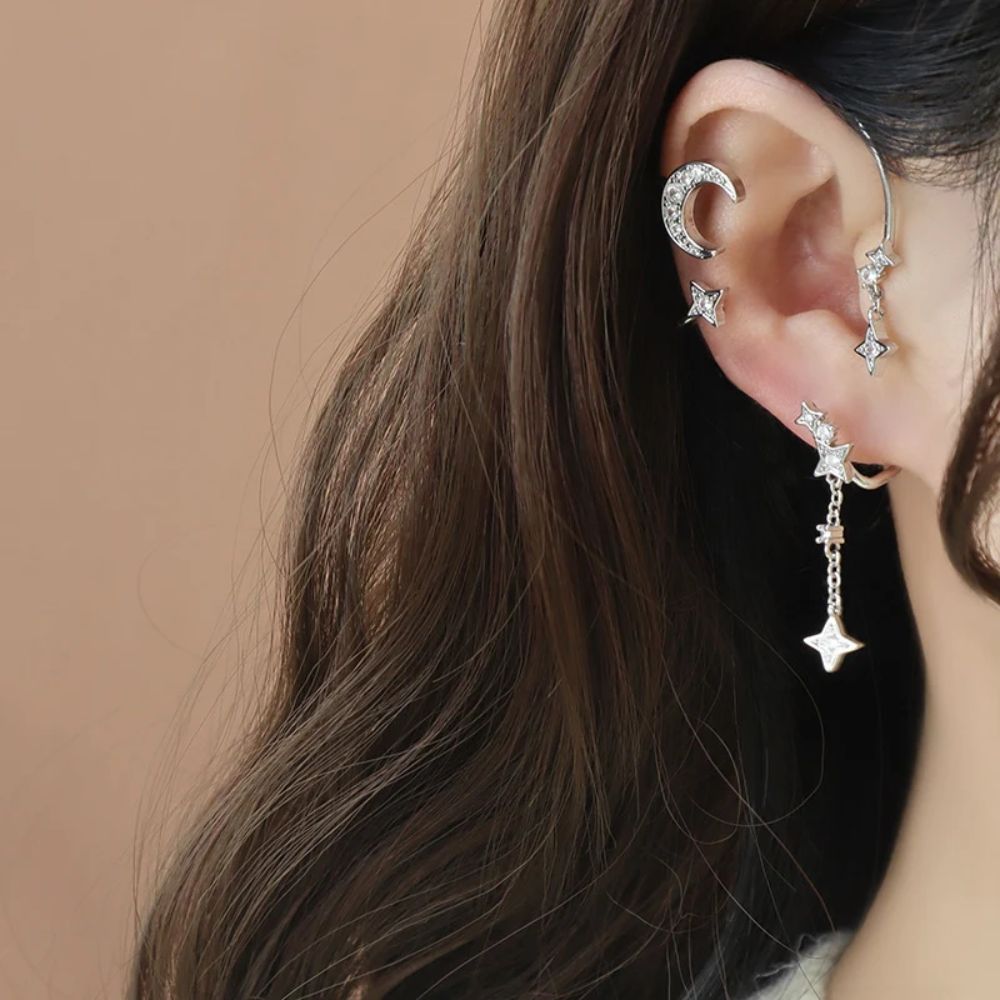 CELESTIAL MOON & STAR EAR CUFFS (PAIR) - Concordia Style Boutique