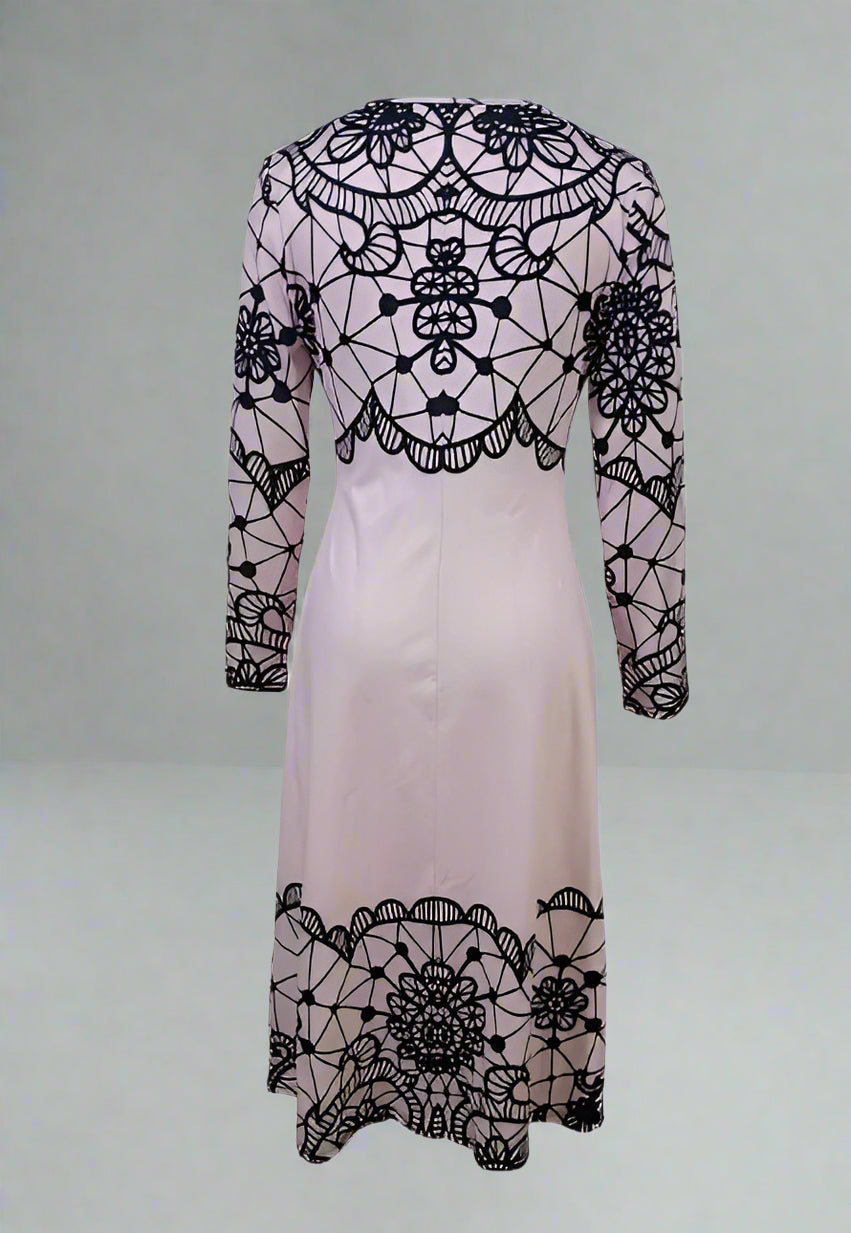 Ladies' Round Neck Printed Fashionable Dress