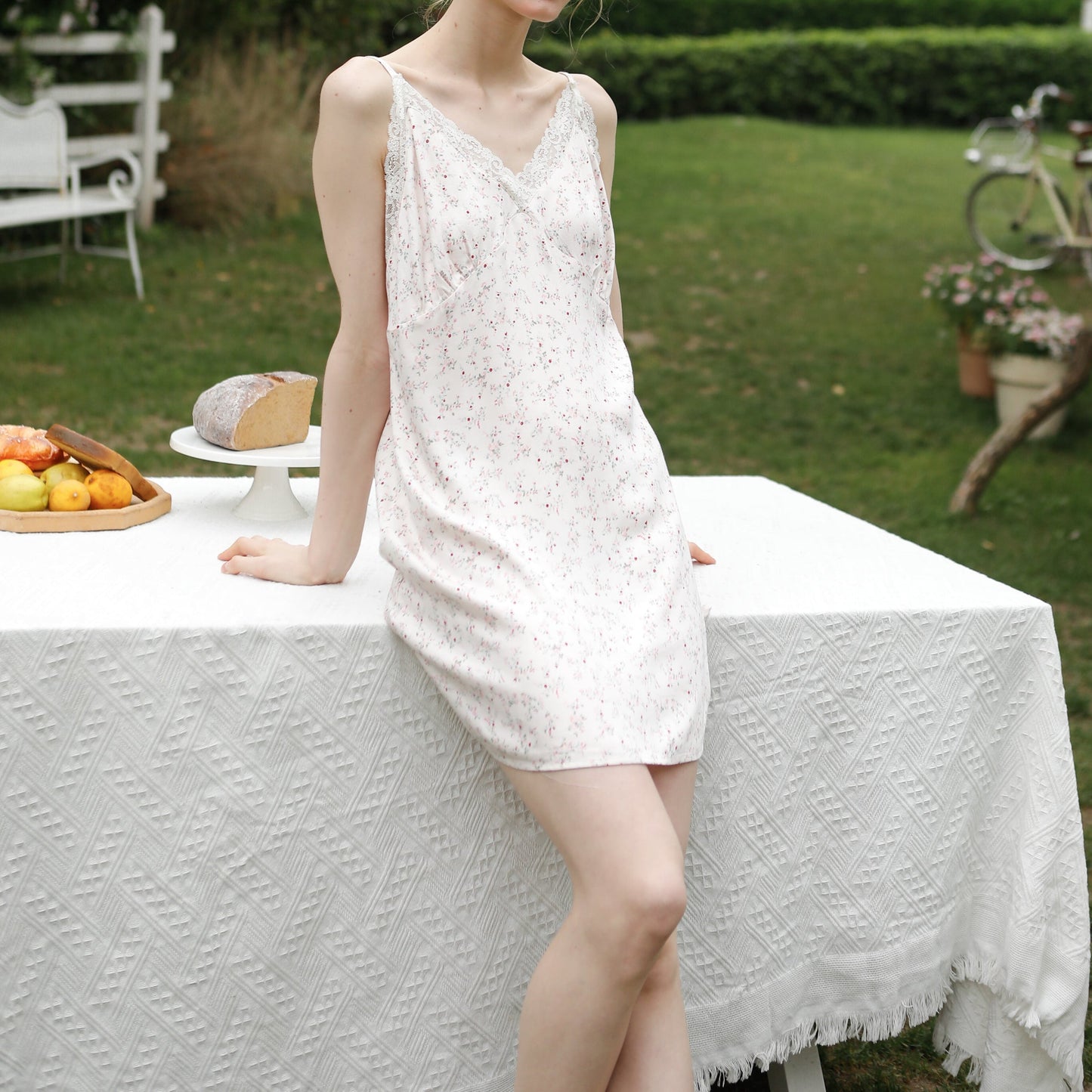 Fresh Floral Nightgown Pajama Dress / Pink Floral