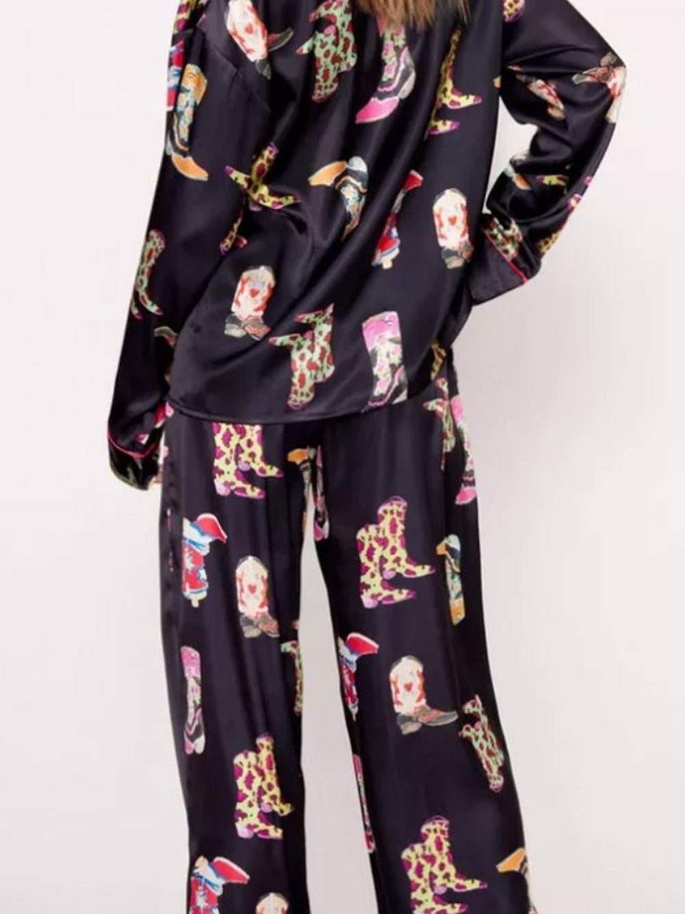 Cowgirl Chic Satin Pajama Set with Western Print - Concordia Style Boutique