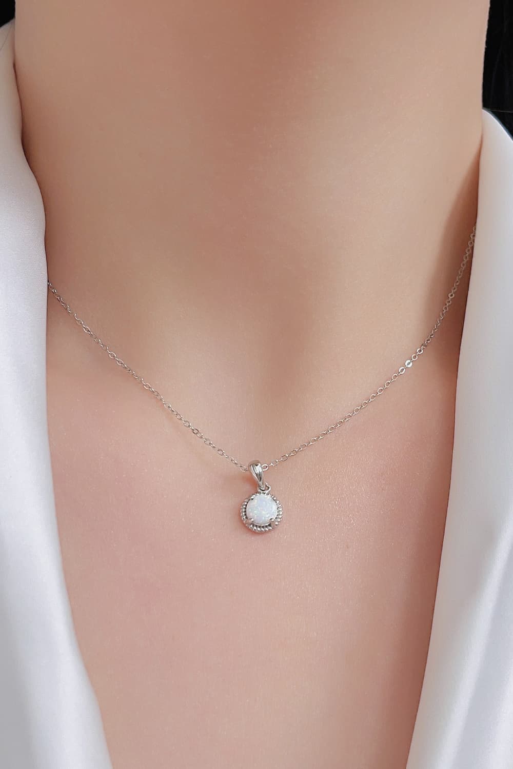 Opal Round Pendant Chain Necklace - Concordia Style Boutique