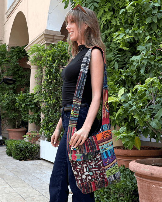 Kathmandu Collection Tribal Stripe Patchwork Hobo Bag