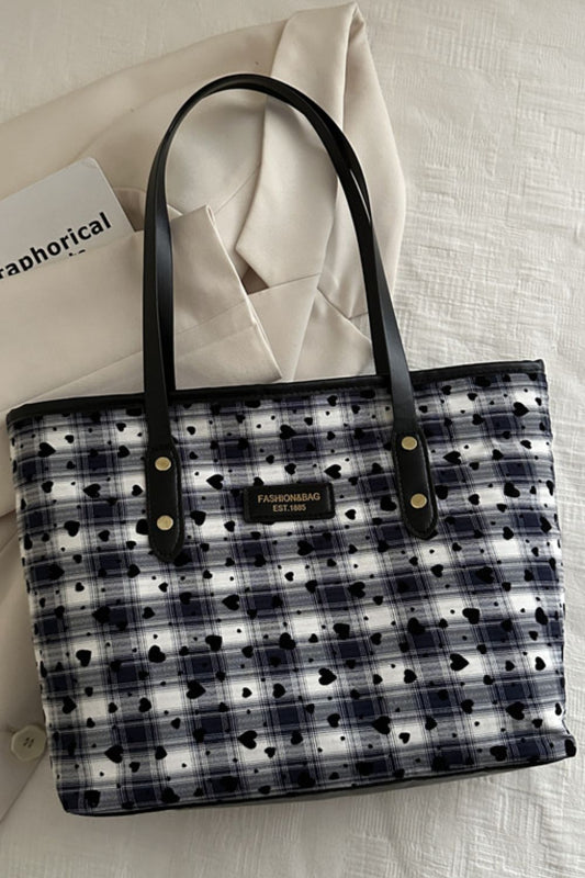 Heart Plaid PU Leather Strap Tote Bag - Premium Tote Bag from Concordia Style Boutique - Just $14.86! Shop now at Concordia Style Boutique