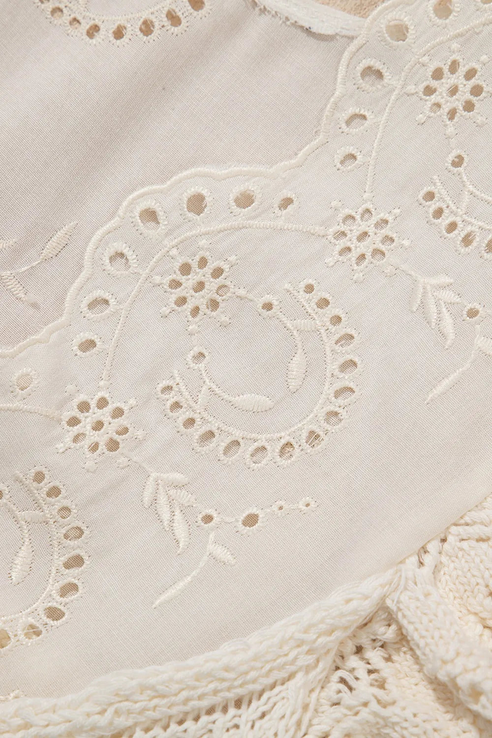 Embroidered Patchwork Hollow Out Knitted Ruffle Sweater Vest - Concordia Style Boutique