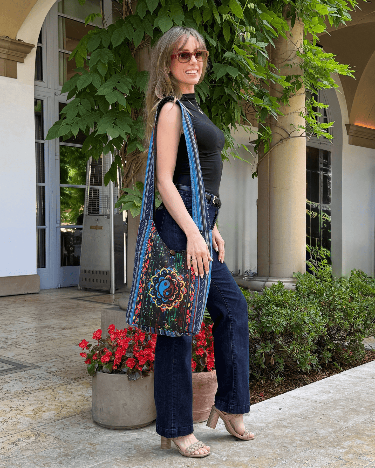 Kathmandu Collection Yin Yang Print Hobo Bag