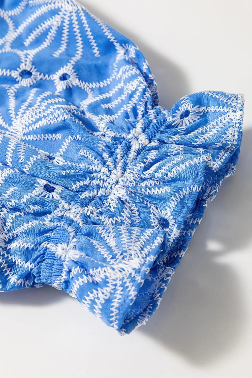 Eyelet Flower Embroidery Flounce Sleeve Blouse - Concordia Style Boutique