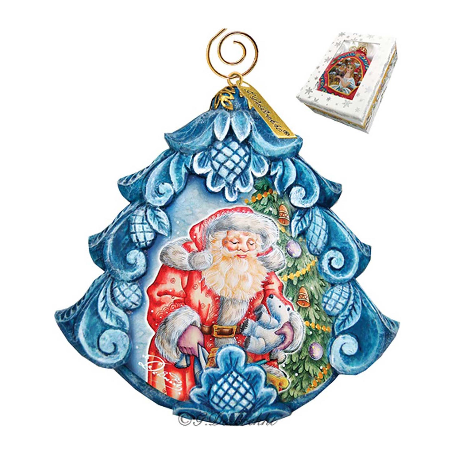 Gift Giving Pleasure Sculpted Hand-Painted Christmas Ornament by G. DeBrekht - Christmas Santa Snowman Décor - 610271