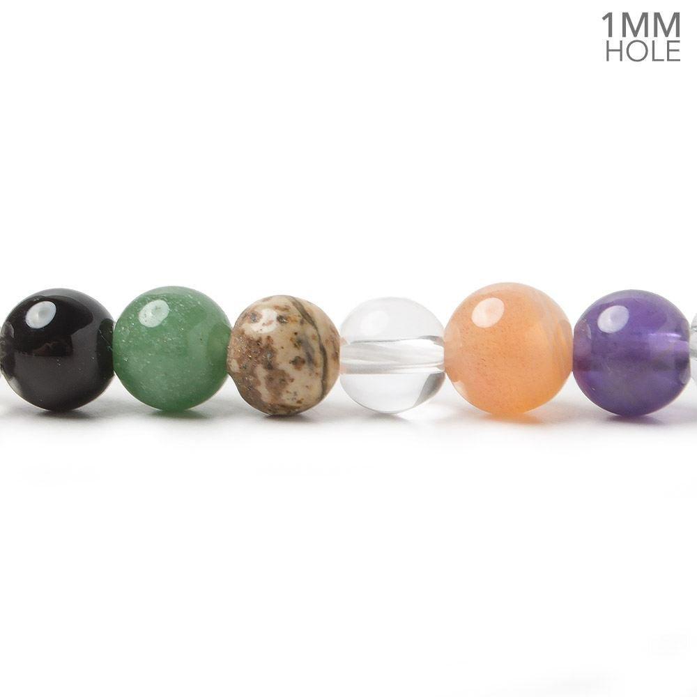 7mm Multi Gemstone Plain Round Beads 15.5 inch 58 pieces