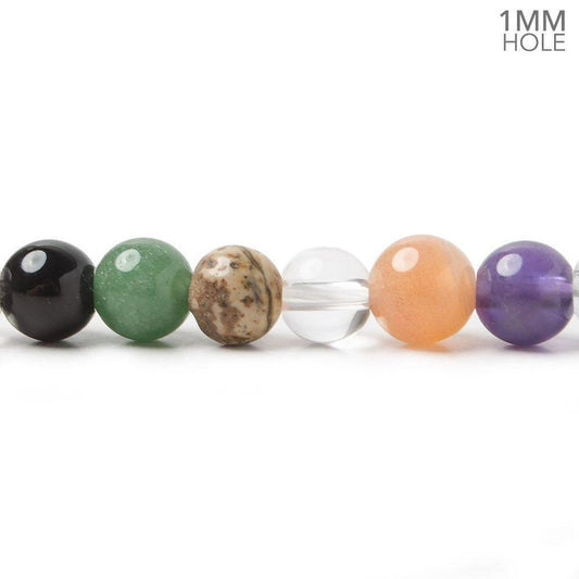 7mm Multi Gemstone Plain Round Beads 15.5 inch 58 pieces