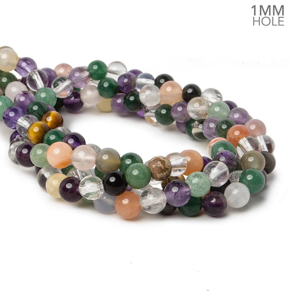 7mm Multi Gemstone Plain Round Beads 15.5 inch 58 pieces