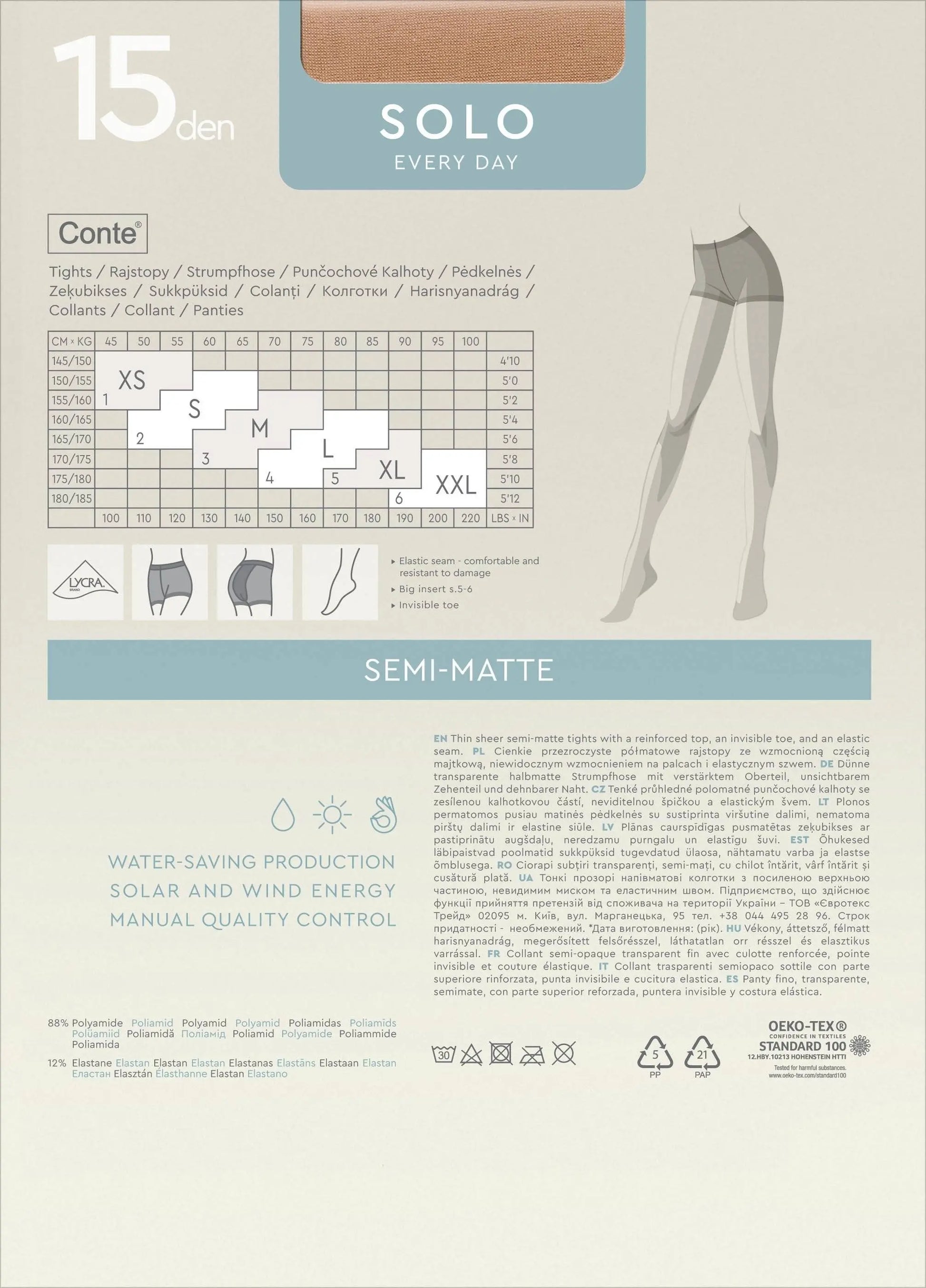 Tights Conte Solo 15 Den - Classic Pantyhose - Concordia Style Boutique