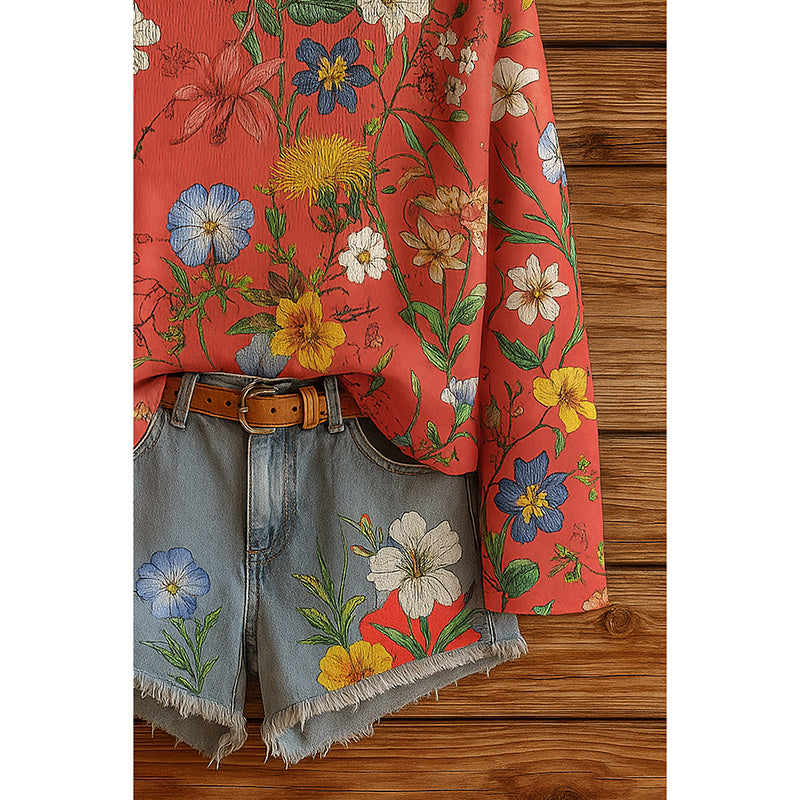 Women’s Fall Wildflower Print Long Sleeve T-Shirt