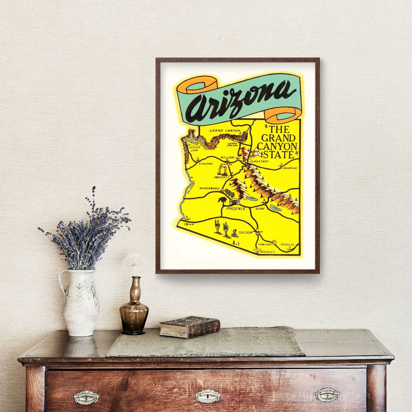 Vintage Map of Arizona 1950 - Concordia Style Boutique