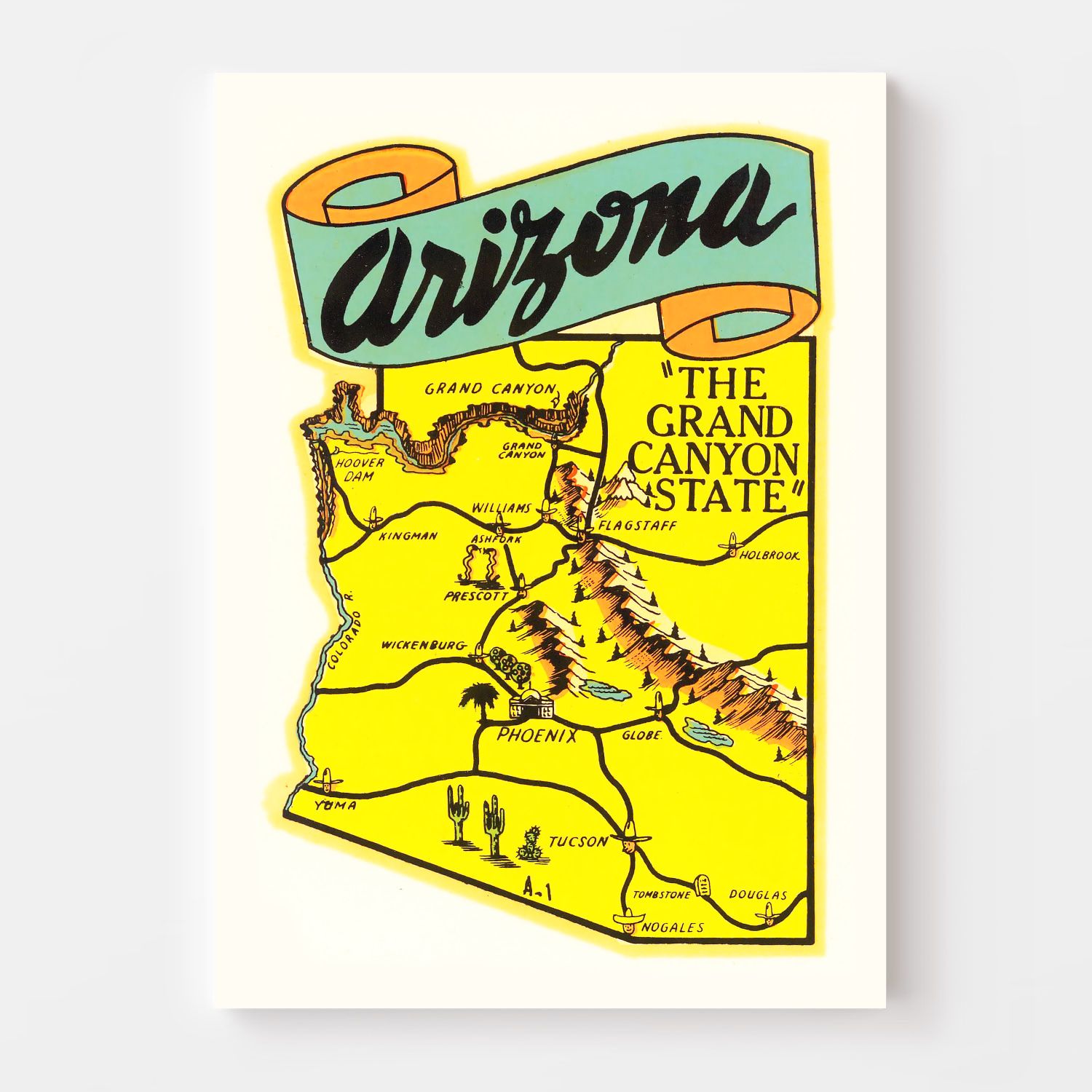 Vintage Map of Arizona 1950 - Concordia Style Boutique