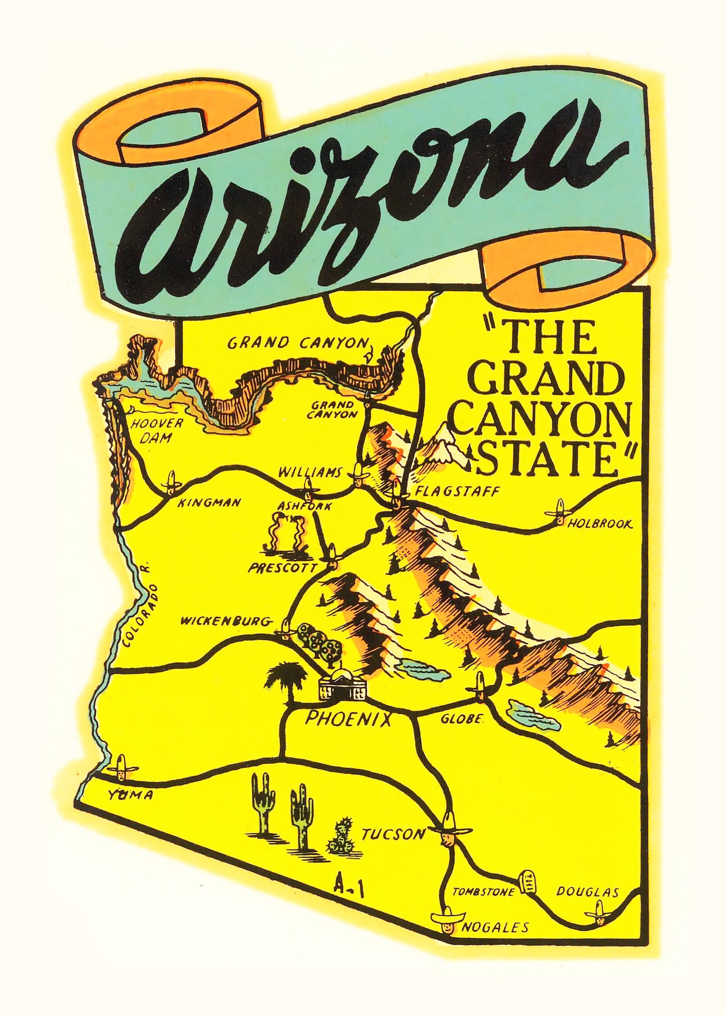 Vintage Map of Arizona 1950 - Concordia Style Boutique