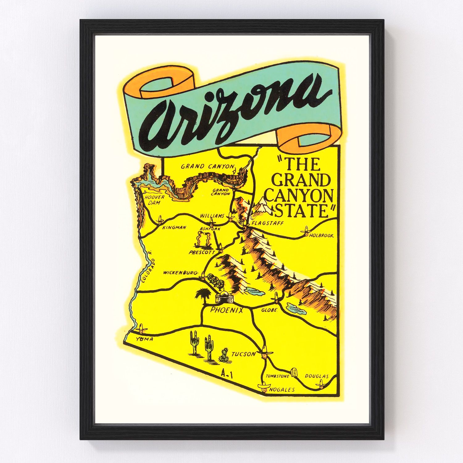 Vintage Map of Arizona 1950 - Concordia Style Boutique